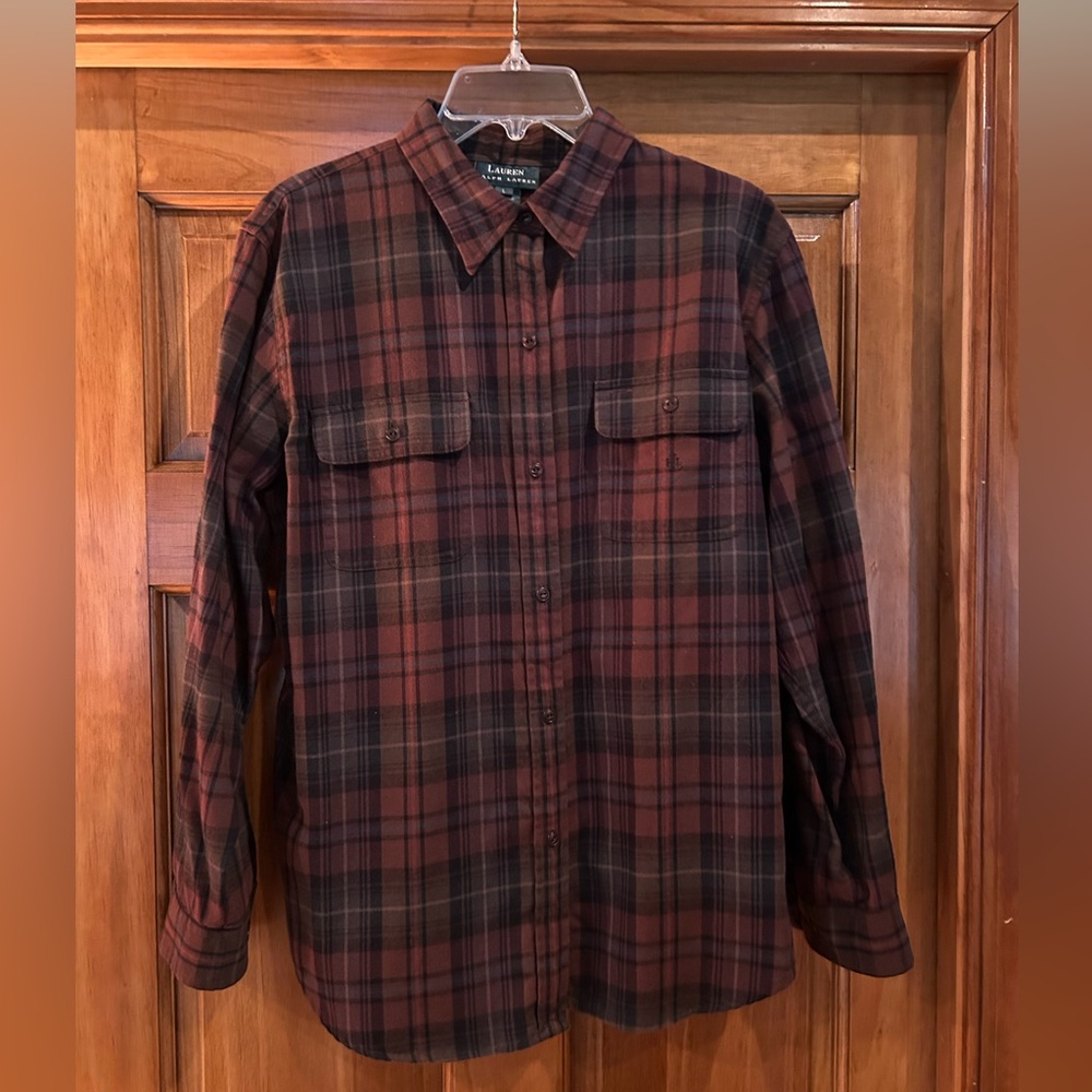 Lauren Ralph Lauren Black and Brown Plaid Shirt